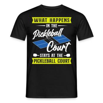 Pickleball What Happens At The - Men's T-Shirt - black - Front - AI Model Male 178 light (178cm)