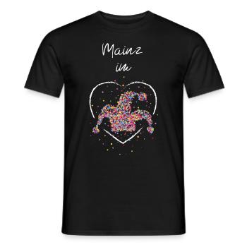Mainz im Herz Karneval Fasching Konfetti Fasnacht - Männer T-Shirt - Schwarz - Vorne - AI Model Male 178 light (178cm)