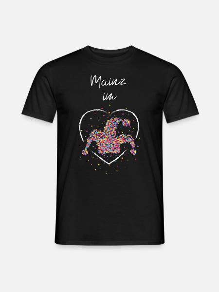 Mainz im Herz Karneval Fasching Konfetti Fasnacht - Männer T-Shirt - Schwarz