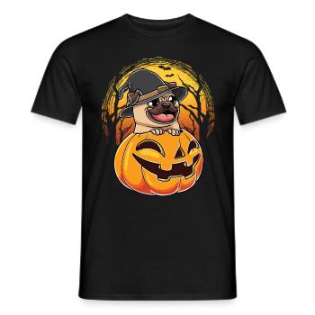 Pug and Pumpkin Halloween Dog - Men's T-Shirt - black - Front - AI Model Male 178 light (178cm)