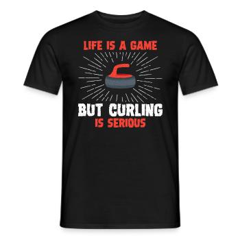 I Play Chess On Ice Curling House Funny Curling - Men's T-Shirt - black - Front - AI Model Male 178 light (178cm)