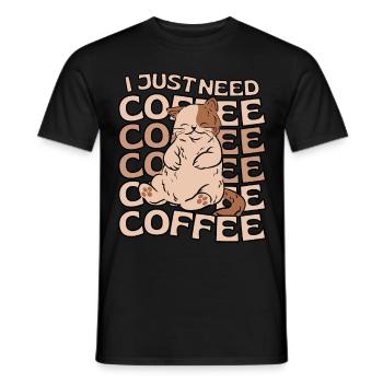 Café chat kawaii Cat Cafe - T-shirt homme - noir - Devant - AI Model Male 178 light (178cm)