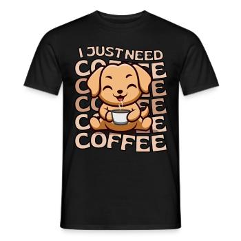 Sweet Labrador Coffee Dog Cafe kawaii - T-shirt homme - noir - Devant - AI Model Male 178 light (178cm)