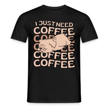 Bulldog Coffee Cafe kawaii - T-shirt homme - noir - Devant - AI Model Male 178 light (178cm)
