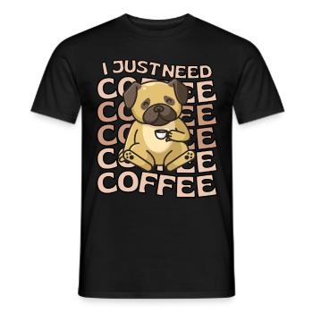 Sweet Pug Coffee Dog Cafe kawaii - Men's T-Shirt - black - Front - AI Model Male 178 light (178cm)