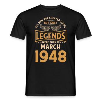 Birthday legends were born in March 1948 - Men's T-Shirt - black - Front - AI Model Male 178 light (178cm)