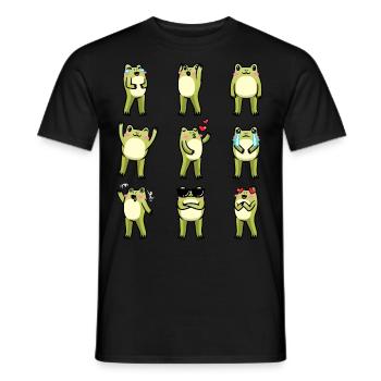 Cottagecore Kawaii Frosch Emoticons - Männer T-Shirt - Schwarz - Vorne - AI Model Male 178 light (178cm)