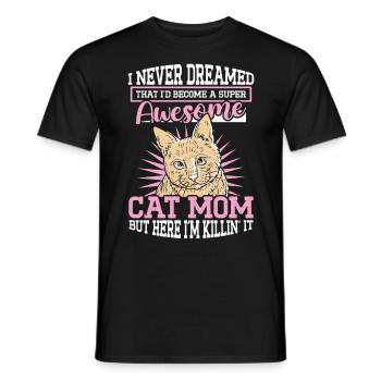 Super Cat Mom Cat Cat Lover - Men's T-Shirt - black - Front - AI Model Male 178 light (178cm)