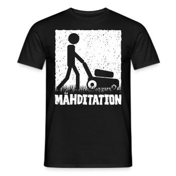 Mähditation Rasenmäher Gartenarbeit Lustig - Männer T-Shirt - Schwarz - Vorne - AI Model Male 178 light (178cm)