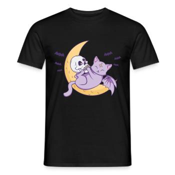 Kawaii Pastel Goth Moon Chat Gothique Halloween - T-shirt homme - noir - Devant - AI Model Male 178 light (178cm)