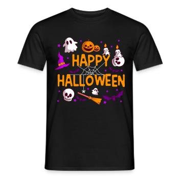 Happy Halloween Pumpkin Lantern Ghost Ghost - Men's T-Shirt - black - Front - AI Model Male 178 light (178cm)