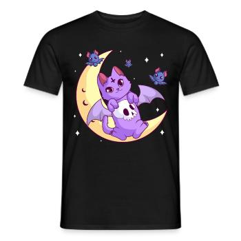 Kawaii Pastel Goth Moon Chat Gothique Halloween - T-shirt homme - noir - Devant - AI Model Male 178 light (178cm)