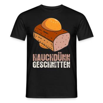 Leberkäse im Brot - Hauchdünn Geschnitten Leberkäs - Männer T-Shirt - Schwarz - Vorne - AI Model Male 178 light (178cm)