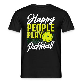 Pickleball Les gens heureux jouent - T-shirt homme - noir - Devant - AI Model Male 178 light (178cm)