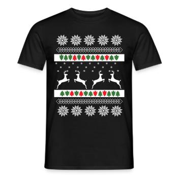 Weihnachtspulli Norweger Muster Rentiere - Männer T-Shirt - Schwarz - Vorne - AI Model Male 178 light (178cm)