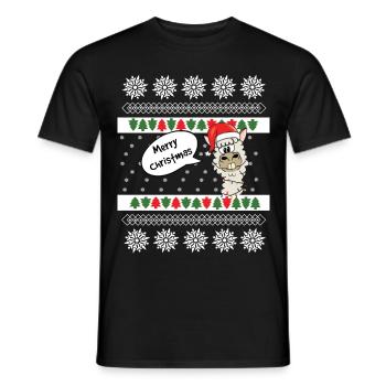 Pull de Noël Alpaga Norwegian Pattern - T-shirt homme - noir - Devant - AI Model Male 178 light (178cm)