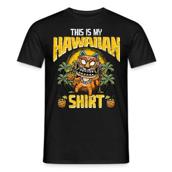 This Is My Hawaiian Shirt Cat Wears Tiki Mask - Men's T-Shirt - black - Front - AI Model Male 178 light (178cm)