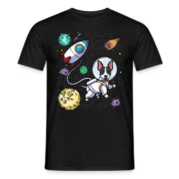 Rat Terrier Hund Im Weltraum Planeten Astronaut - Männer T-Shirt - Schwarz - Vorne - AI Model Male 178 light (178cm)