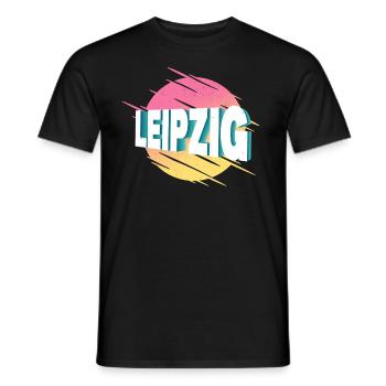 Leipzig Germany City Font Vintage Retro - Men's T-Shirt - black - Front - AI Model Male 178 light (178cm)