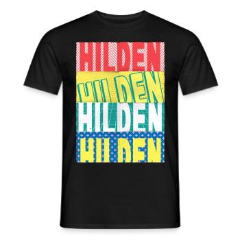 Hilden Germany City Font Skyline - Men's T-Shirt - black - Front - AI Model Male 178 light (178cm)