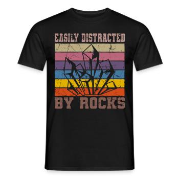 Vintage Retro Geologist Crystal Stone Collector - Men's T-Shirt - black - Front - AI Model Male 178 light (178cm)