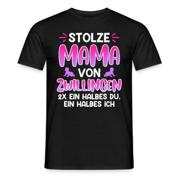 Zwillinge Eltern von Zwillingen Stolze Mama - Männer T-Shirt - Schwarz - Vorne - AI Model Male 178 light (178cm)