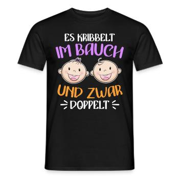 Kribbeln im Bauch Mutter von 2 Zwillinge im Bauch - Männer T-Shirt - Schwarz - Vorne - AI Model Male 178 light (178cm)