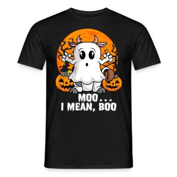 Moo I Mean Boo Ghost Cow Costume Cows Halloween - Men's T-Shirt - black - Front - AI Model Male 178 light (178cm)