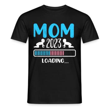 Mom 2023 loading Mother Pregnancy Mom - Men's T-Shirt - black - Front - AI Model Male 178 light (178cm)