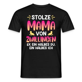Zwillinge Eltern von Zwillingen Stolze Mama - Männer T-Shirt - Schwarz - Vorne - AI Model Male 178 light (178cm)