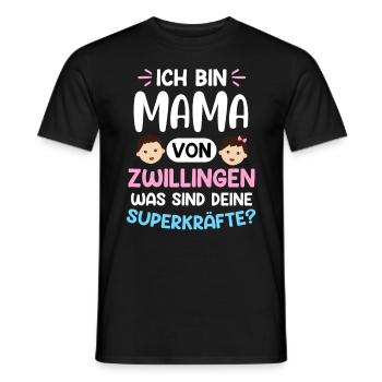 Zwillingsmama Mutter von Zwillingen Super Mama - Männer T-Shirt - Schwarz - Vorne - AI Model Male 178 light (178cm)