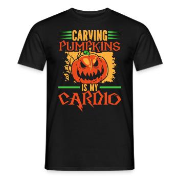 Pumpkin Carving Creepy Halloween - Men's T-Shirt - black - Front - AI Model Male 178 light (178cm)