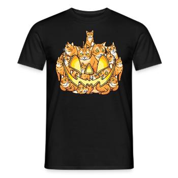Orange Katzen Halloween Kostüm Kürbis - Männer T-Shirt - Schwarz - Vorne - AI Model Male 178 light (178cm)