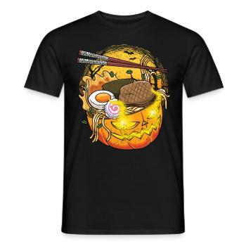 Citrouille Ramen Halloween Kawaii Jack O Lantern - T-shirt homme - noir - Devant - AI Model Male 178 light (178cm)
