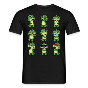 Triceratops Kawaii Dinosaure Emoticon Drôle - T-shirt homme - noir - Devant - AI Model Male 178 light (178cm)