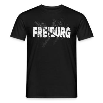 Freiburg Germany City Font Grunge Splash - Men's T-Shirt - black - Front - AI Model Male 178 light (178cm)