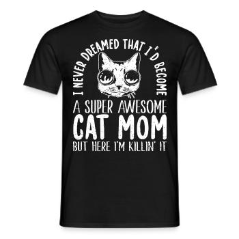 Super chat maman chat amoureux des chats - T-shirt homme - noir - Devant - AI Model Male 178 light (178cm)