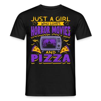 Nur Ein Mädchen, Das Horrorfilme Und Pizza Liebt - Männer T-Shirt - Schwarz - Vorne - AI Model Male 178 light (178cm)