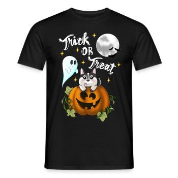Trick or treat chien blanc - T-shirt homme - noir - Devant - AI Model Male 178 light (178cm)