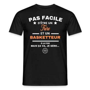 pas facile d'être basketteur et Frère - T-shirt homme - noir - Devant - AI Model Male 178 light (178cm)