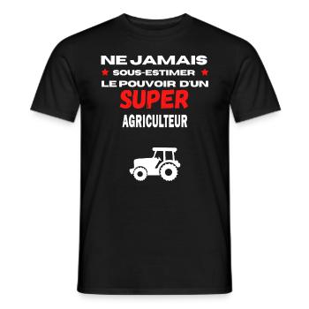 ne jamais sous estimer super agriculteur - T-shirt homme - noir - Devant - AI Model Male 178 light (178cm)