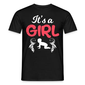 C’est une fille - Fille Maman enceinte d’une fille - T-shirt homme - noir - Devant - AI Model Male 178 light (178cm)