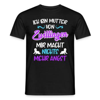 Mutter von Zwillingen Liebe hoch 2 schwangere Mama - Männer T-Shirt - Schwarz - Vorne - AI Model Male 178 light (178cm)