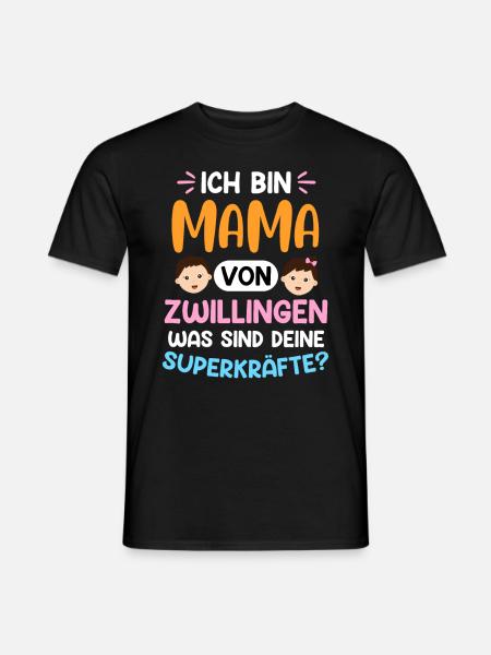 Zwillingsmama Mutter von Zwillingen Super Mama - Männer T-Shirt - Schwarz