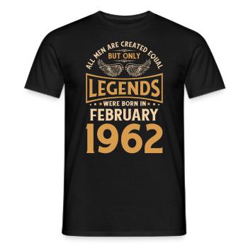 60e anniversaire 60 Légendaire Février 1962 - T-shirt homme - noir - Devant - AI Model Male 178 light (178cm)