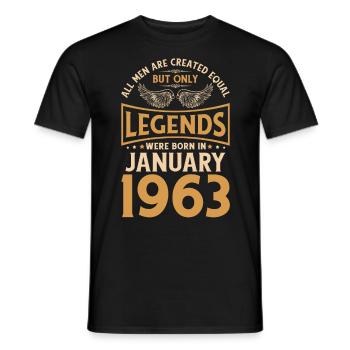 60th birthday 60 legends were created in January 1963 g - Men's T-Shirt - black - Front - AI Model Male 178 light (178cm)