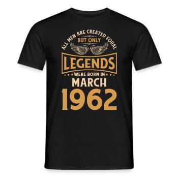 60e anniversaire 60 légendes sont nées en mars 1962 - T-shirt homme - noir - Devant - AI Model Male 178 light (178cm)