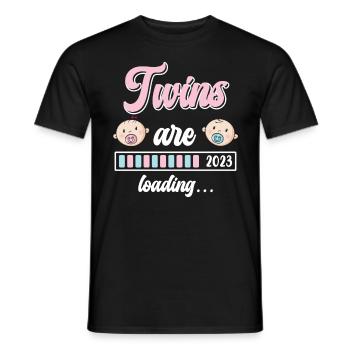 Twin Mom Twins loading Young Girls Mom - Men's T-Shirt - black - Front - AI Model Male 178 light (178cm)