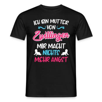 Mutter von Zwillingen Liebe hoch 2 schwangere Mama - Männer T-Shirt - Schwarz - Vorne - AI Model Male 178 light (178cm)
