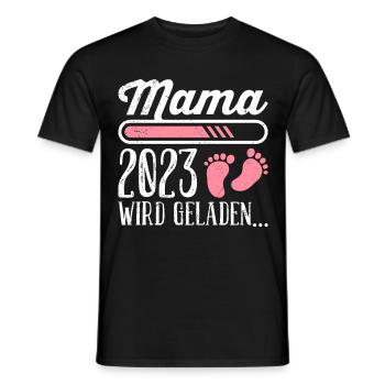 Mom 2023 loading Mother Pregnant Girl Mom - Men's T-Shirt - black - Front - AI Model Male 178 light (178cm)